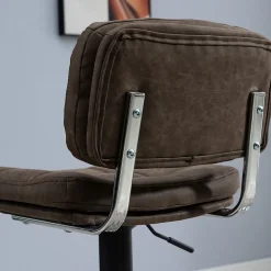 Lot de 2 tabourets de bar Vintage capitonné - pivotant, réglable - repose-pied - revêtement synthétique marron effet vieilli