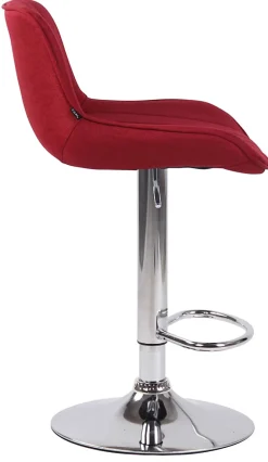 Lot De 2 Tabourets De Bar Lentini En Tissu, Chaise Haute De Bistrot Avec Repose-pieds, Pivotant Réglable Rouge/Chrome