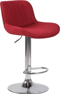Lot De 2 Tabourets De Bar Lentini En Tissu, Chaise Haute De Bistrot Avec Repose-pieds, Pivotant Réglable Rouge/Chrome