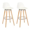Lot de 2 tabourets de bar blanc bois de hêtre 39,5 x 44 x 91 cm