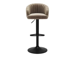 Lot de 2 tabourets de bar en velours et métal - Hauteur réglable - Beige - DORALIZ