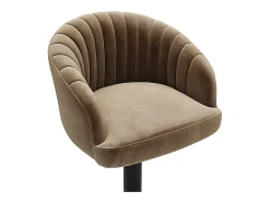 Lot de 2 tabourets de bar en velours et métal - Hauteur réglable - Beige - DORALIZ