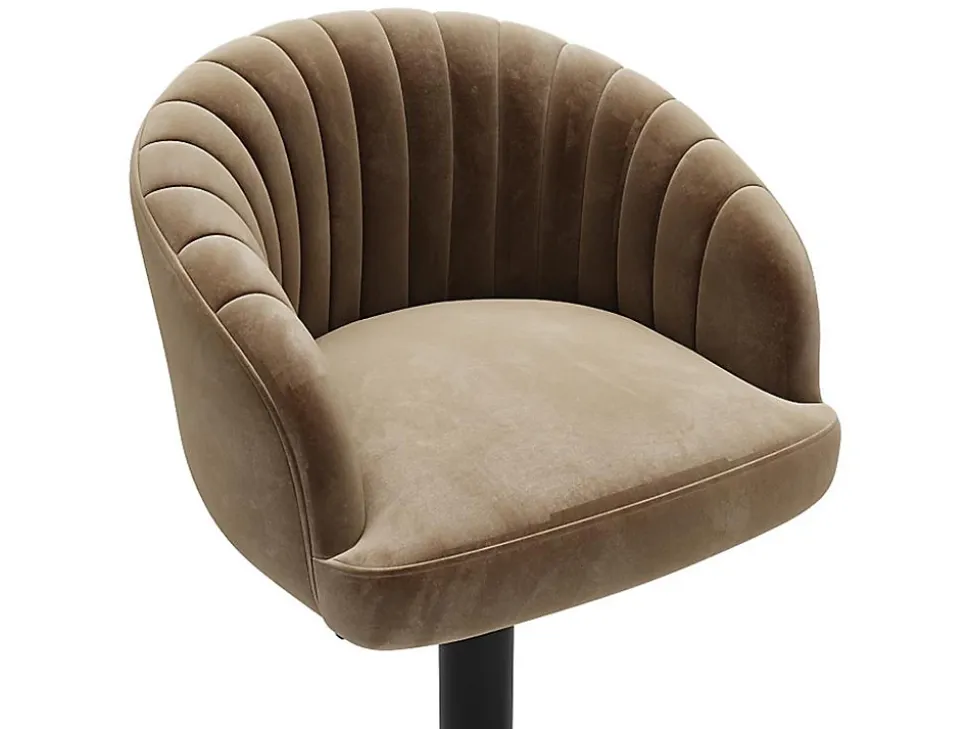 Lot de 2 tabourets de bar en velours et métal - Hauteur réglable - Beige - DORALIZ