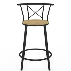 Lot de 4 tabourets de bar bistrot DETROIT avec dossier arrondis design industriel
