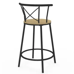 Lot de 4 tabourets de bar bistrot DETROIT avec dossier arrondis design industriel