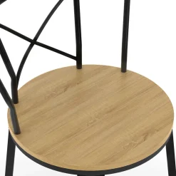 Lot de 4 tabourets de bar bistrot DETROIT avec dossier arrondis design industriel