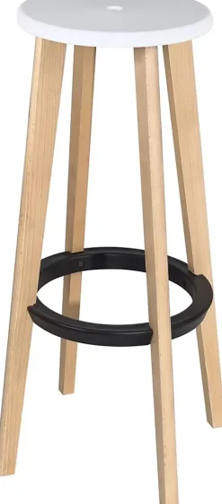 Lot de 2 tabourets de cuisine bar scandinaves ronds hauteur 76cm bois clair kibi (blanc)