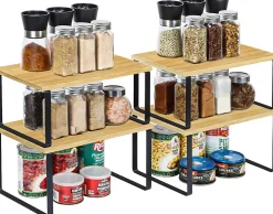 Lot de 4 étagères à épices empilables pour armoires de cuisine