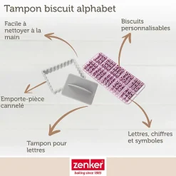 Lot de 2 tampons alphabet pour biscuit Zenker Smart Pastry