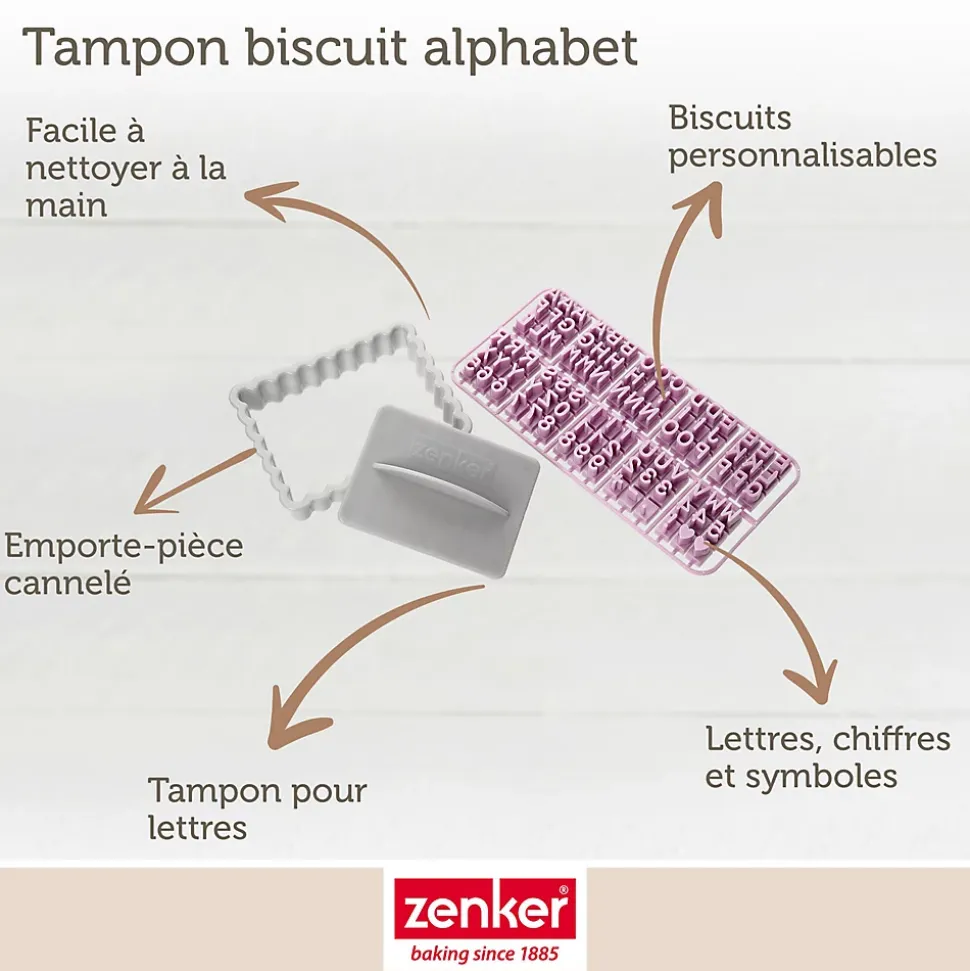 Lot de 2 tampons alphabet pour biscuit Zenker Smart Pastry