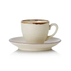 Lot de 6 tasses à espresso et soucoupes en Porcelaine 0,09 L sable H 75 mm - Was Germany