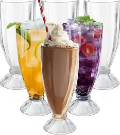 Lot de 6 Verres à Milkshake Plastique 450 ml