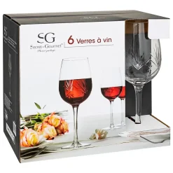 Lot de 6 Verres à Vin Design "Victoria" 38cl Transparent