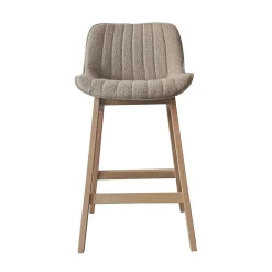 Lot de chaises MILK d'îlot et bar en chêne et assise tissu bouclette 65cm