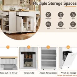 Îlot de Cuisine - desserte de Cuisine avec Rangement et Étagères, MDF Métal, 120x50x92 cm, Blanc