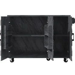 Îlot de Cuisine - desserte avec Tablette Extensible et Rangement Modulable, MDF Métal, Gris 118x45-75x92 cm