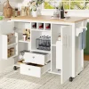 Îlot de cuisine, 120 x 73 x 92 cm, avec plan de travail rabattable, tiroirs et étagères réglables, blanc
