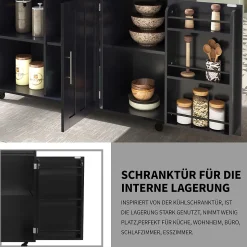 Îlot de Cuisine avec roulettes, 2 tiroirs et plan rabattable, panneau particules+bois massif, 129x71x91,5 cm, noir