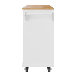 Îlot de cuisine Double Usage avec Tiroirs et Étagères, Meuble Mobile en MDF, Blanc, 134x46x92 cm