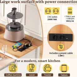 Îlot de Cuisine Extensible sur Roulettes - avec Prises et Étagères Réglables en MDF - Blanc - 120x40-75x92 cm