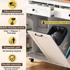 Îlot de Cuisine Extensible sur Roulettes - avec Prises et Étagères Réglables en MDF - Blanc - 120x40-75x92 cm