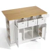 Îlot de Cuisine Mobile avec Table Pliante et Prise Intégrée, desserte avec Tiroir et Étagères - Blanc - 132x40-70x87 cm