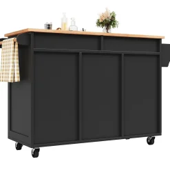 Îlot de Cuisine Moderne avec Rangements et Étagères - Desserte Multifonction en métal et MDF, 102 x 45 x 92 cm, Noir