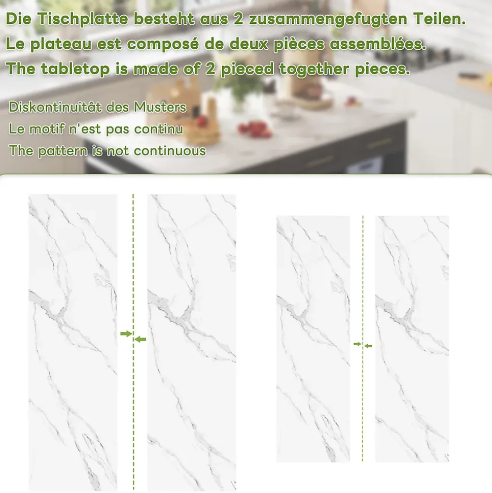 Îlot de Cuisine Multifonction avec Table Extensible, 3 Tiroirs, Portes et Étagères Réglables, MDF, Noir + Blanc, 150x90x90 cm