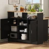 Îlot de Cuisine sur Roulettes - Armoire de Rangement avec Plateau Rabattable et 2 Tabourets Inclus - 110x34-68x97,5 cm - Noir