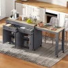 Îlot de Cuisine, Tiroirs, Plan de Travail, Desserte à Roulettes, Rangement, Espace Extensible, 112-180,5x45x92 cm - MDF Gris