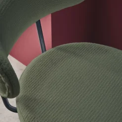 Lot de deux tabourets de bar assise rotative métal noir et tissu vert - L 50 x P 50 x H 92cm - Iris