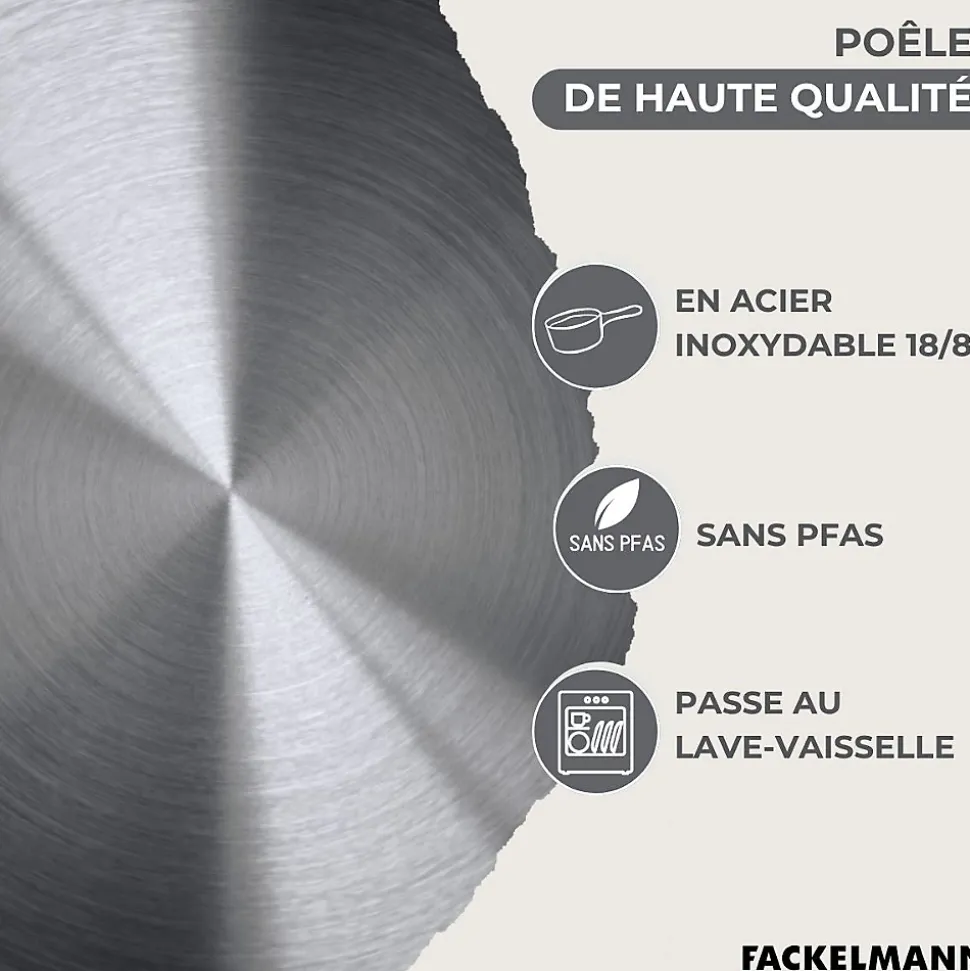 Lot de Poêles 24/28 cm avec couvercles et 3 faitouts 16/20/24 cm Fackelmann Généva avec 5 ustensiles Océan