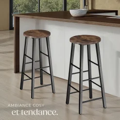 Lot de tabourets de bar style industriel en Bois et acier