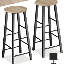 Lot de tabourets de bar style industriel en Bois et acier