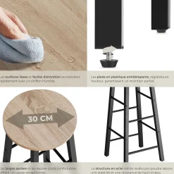 Lot de tabourets de bar style industriel en Bois et acier