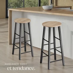 Lot de tabourets de bar style industriel en Bois et acier