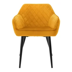 Lot de 4x chaises de salle à manger rembourrée en velours fauteuils en moutarde