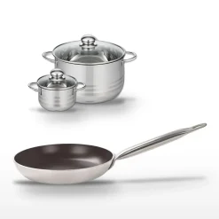 Lot Poêle 28 cm & 2 Faitouts 12/20 cm Elo Bistro Line