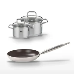 Lot Poêle 24 cm avec revêtement céramique sans PFAS & Faitouts 16/20 cm Elo Bistro Line Citrin