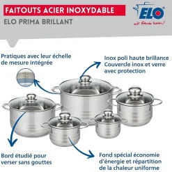 Lot Poêle 32 cm céramique Elo Bistro Line & 4 Faitouts Elo Brillant