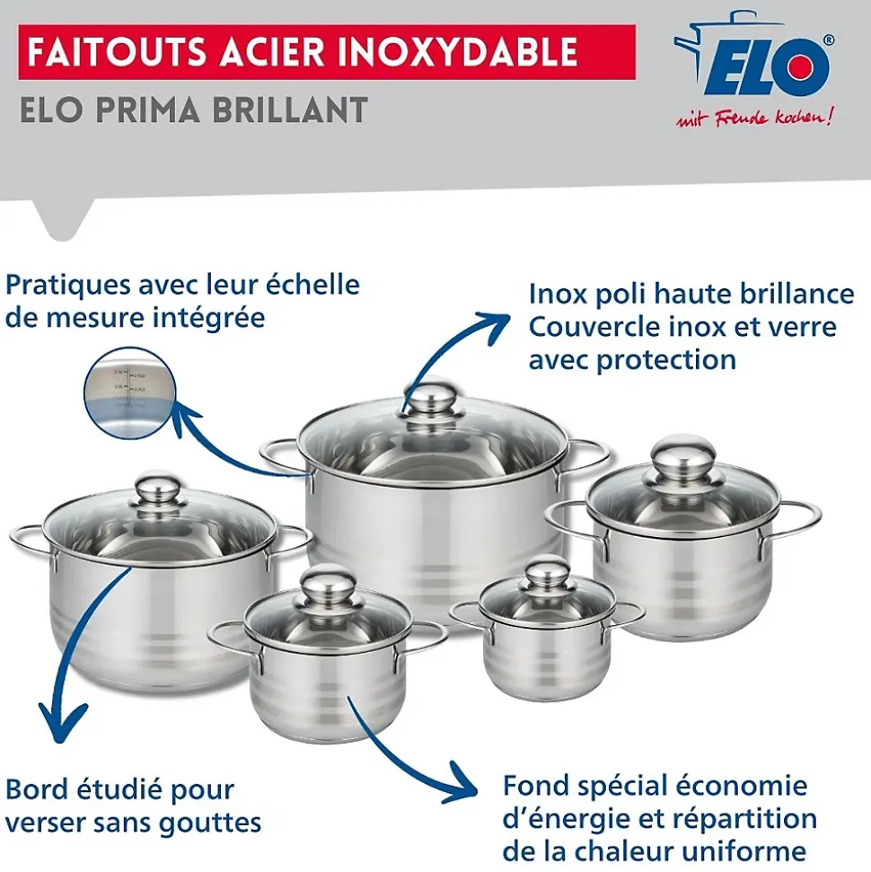 Lot Poêle 32 cm Elo Bistro Line & 5 Faitouts Elo Brillant