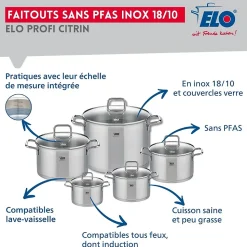 Lot Poêle 32 cm et 2 Faitouts 12/26 cm Elo Bistro Line