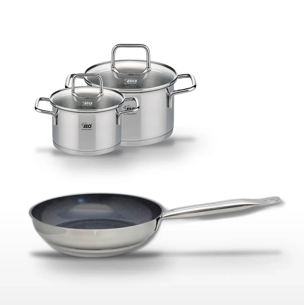 Lot Poêle 24cm & 2 Faitouts 16/20cm Elo Profi Therm Platinum