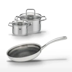 Lot Poêle 24cm & 2 Faitouts 12/16cm Elo Relief Evolution