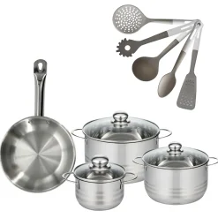 Lot Poêle 24cm & 3 Faitouts 16/20/24cm Fackelmann Etherna avec 5 ustensiles Fackelmann