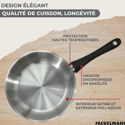 Lot Poêle 28cm avec couvercle Fackelmann Généva et 3 Faitouts 16/20/24cm avec 5 ustensiles Océan