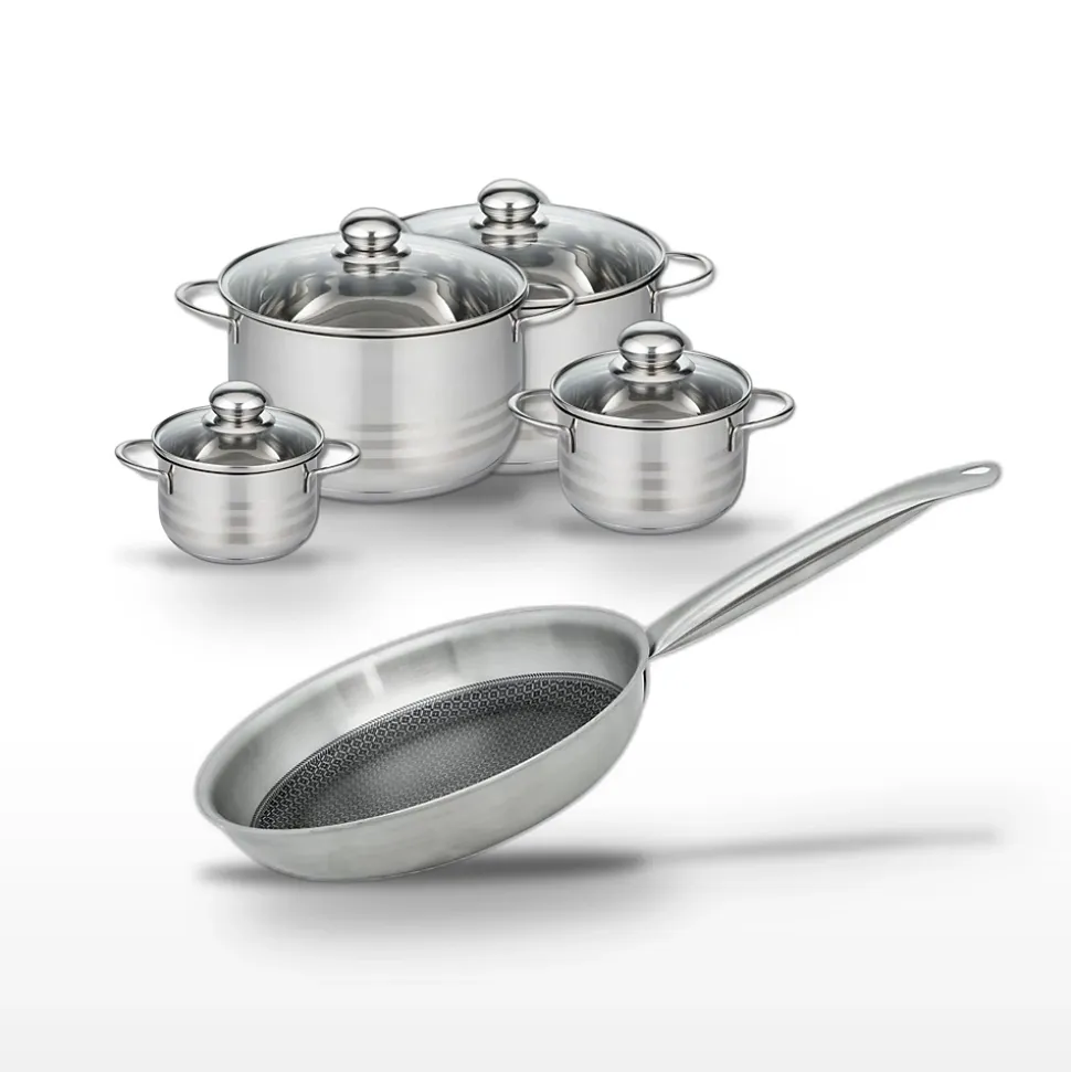 Lot Poêle 24cm et 4 Faitouts Elo Relief Solution