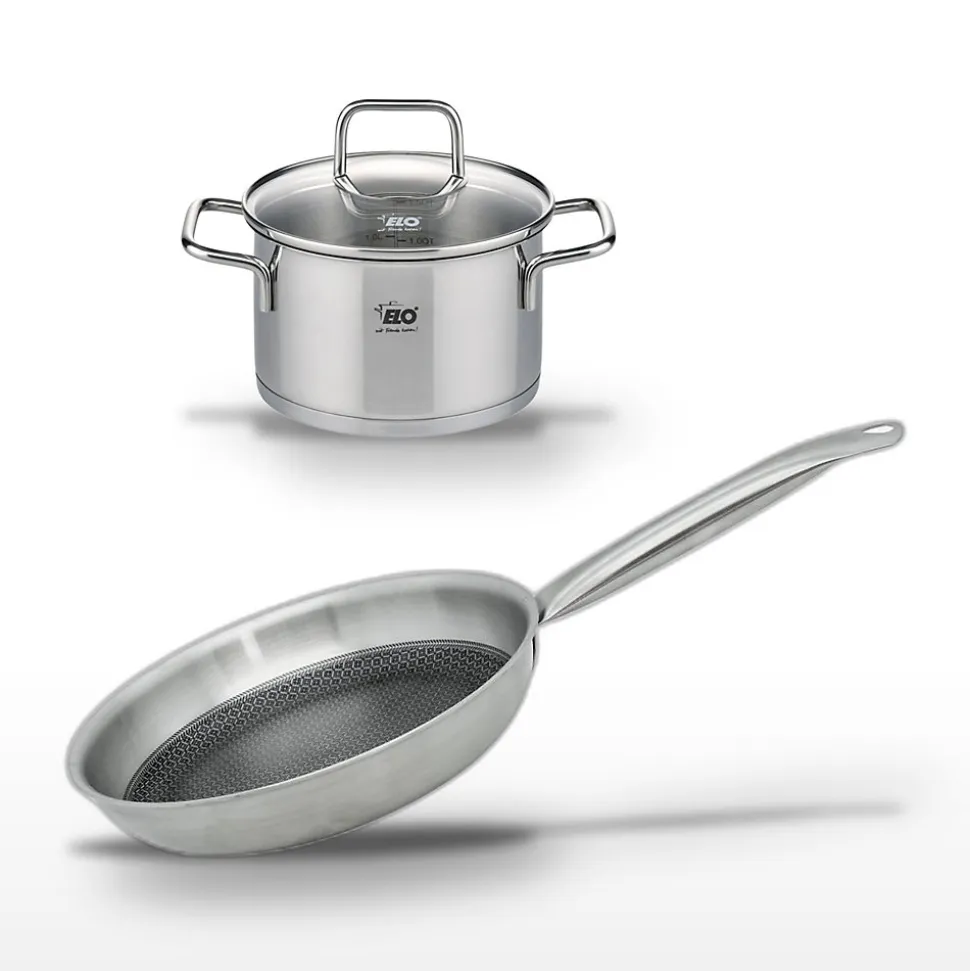 Lot Poêle 24cm et Faitout 16cm Elo Relief Solution