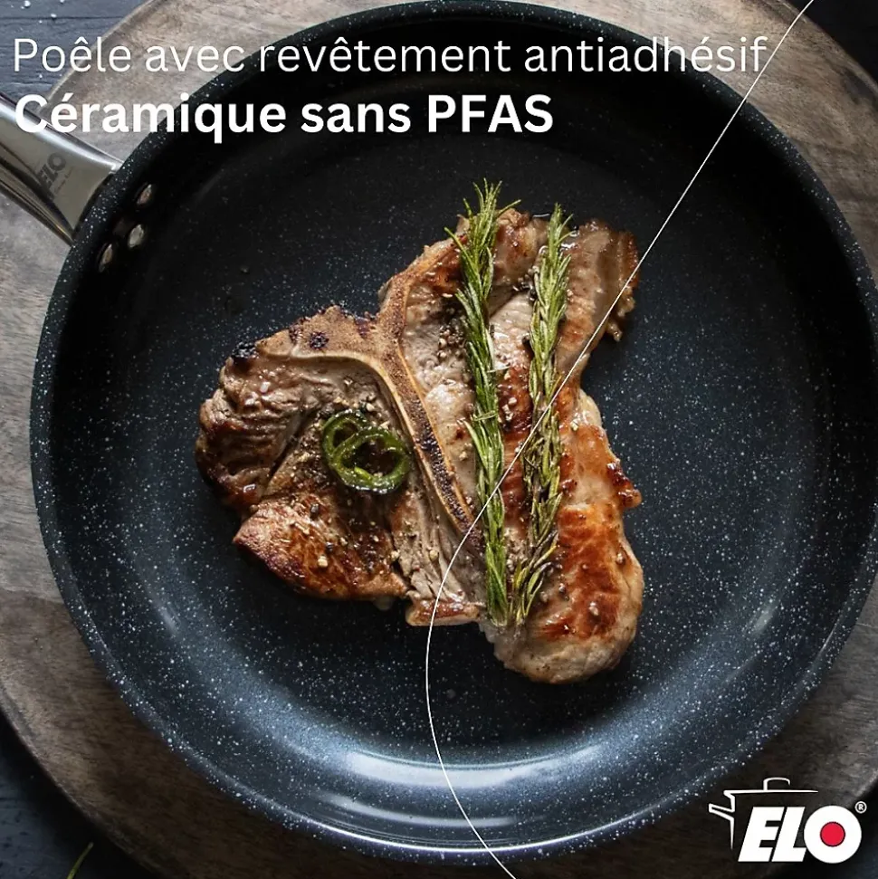 Lot Poêles 24cm & 32cm Elo Profi Therm Platinum et Faitouts 12/14/26cm Elo