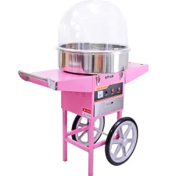 Machine à Barbe à Papa avec Charrette Rose et Dôme Acrylique